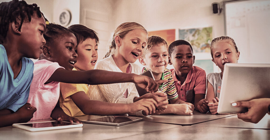 Group of kids learning a new concept